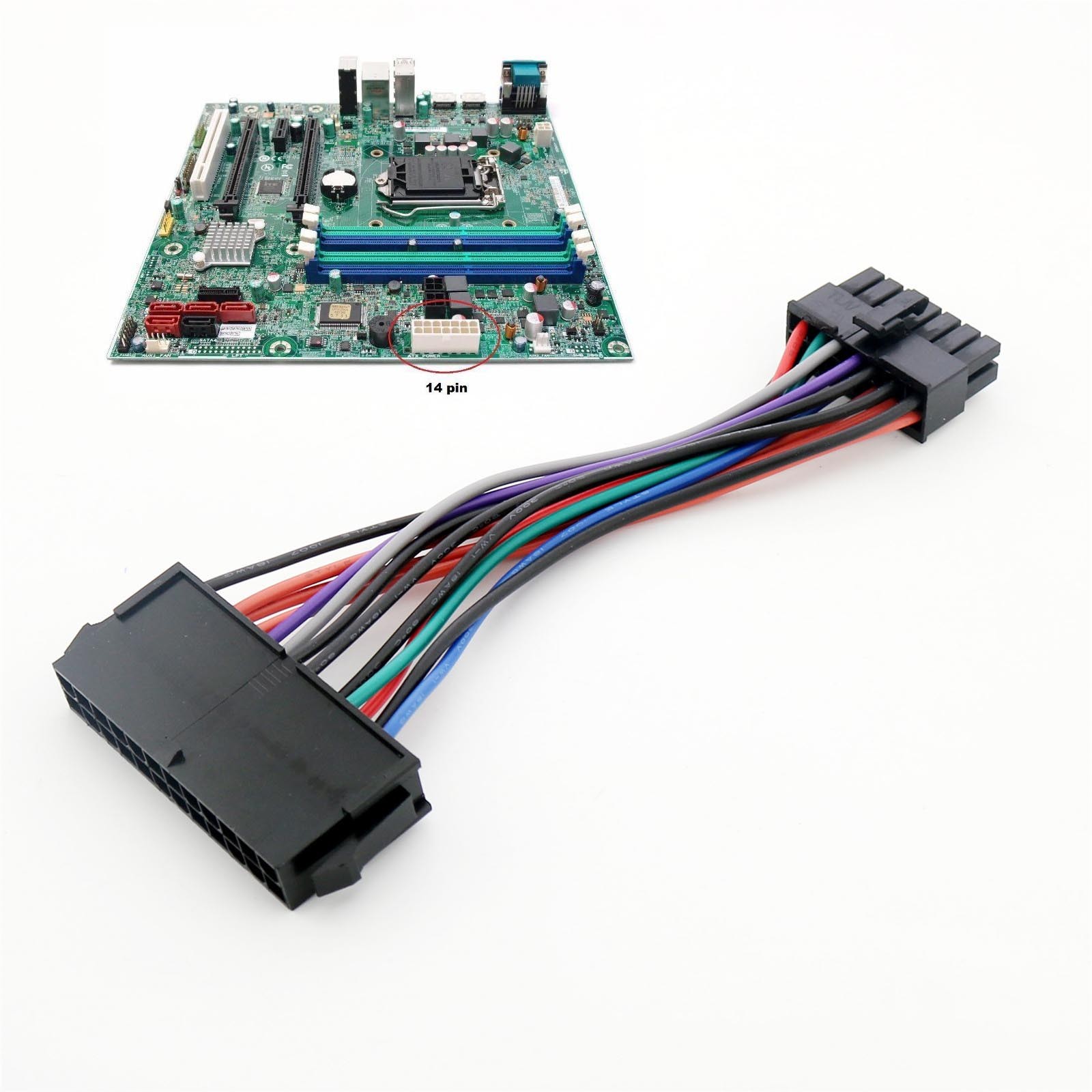 1pcs 24 Pin to 14 Pin PSU Main Power Supply ATX Adapter Cable for Lenovo IBM