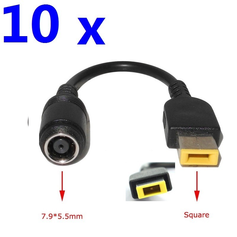 10x Round 7.9*5.5mm Jack to Square Plug Adapter for IBM Lenovo Laptop Notebook