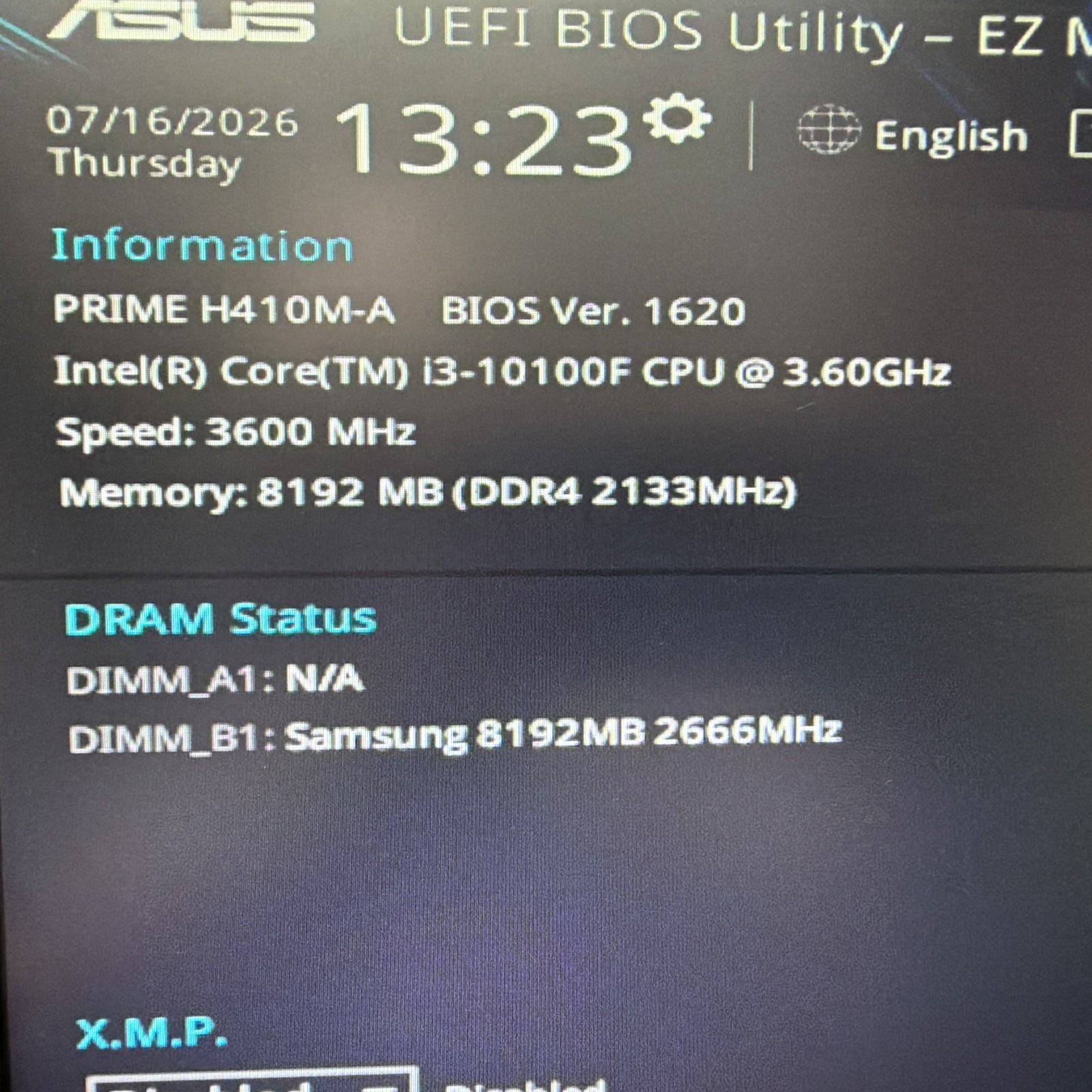 ASUS PRIME H410M-A with Intel Core I3-10100 w/ IO video card & 8Gig Ram. No HDD
