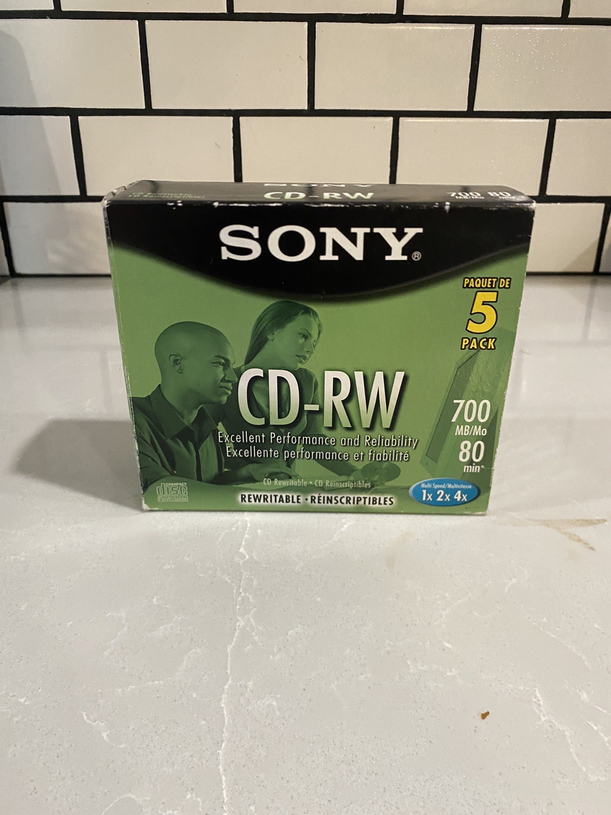 New Sony CD - RW 5 Pack Blank Discs 700MB 80Min Rewritable 5CDRW700L