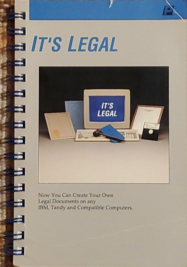 1990 It's Legal Software Manual for IBM/Tandy -Parsons Technology (Book Only)
