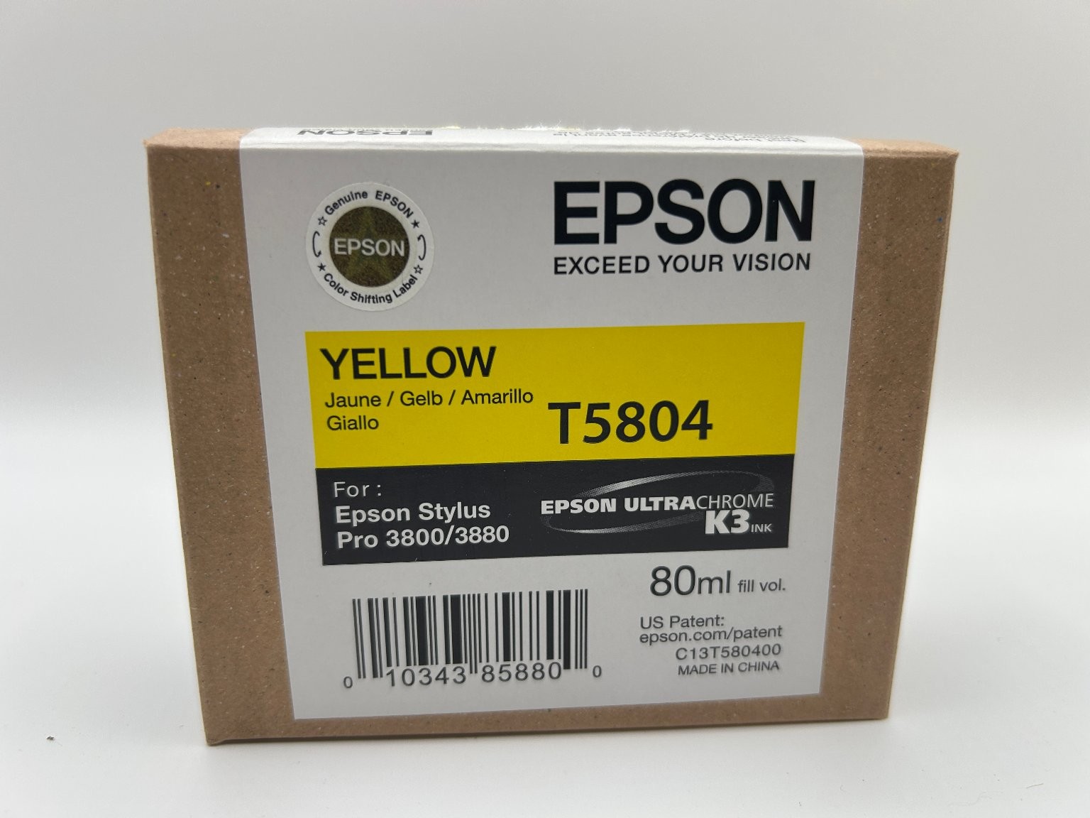Genuine Epson T5804 Yellow Ink Cartridge for Stylus Pro 3800 3880 - 80ml Expired
