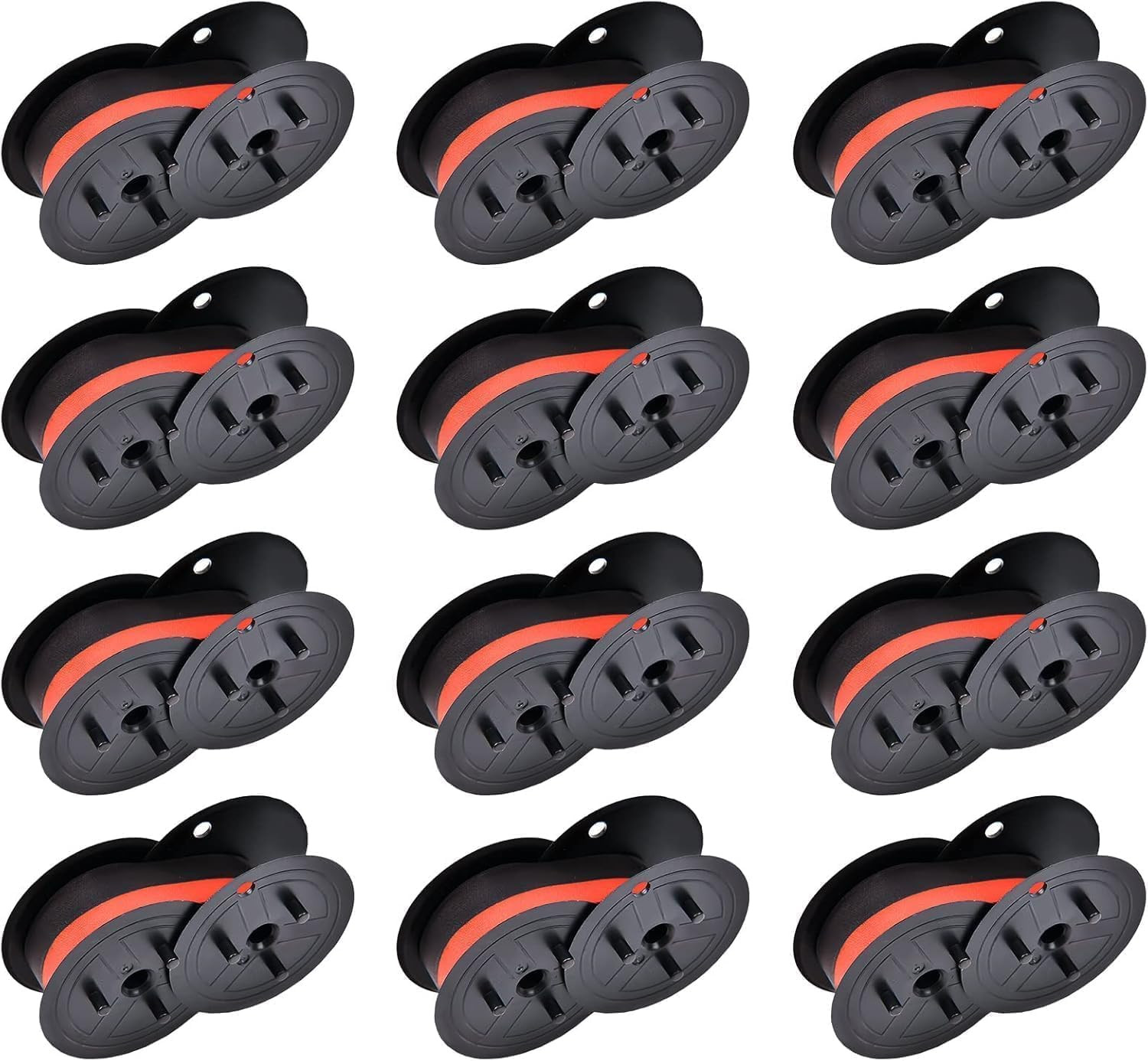 Calculator Ribbon Red/Black, 12 Pack, 18Ft X 0.5 In, Twin Spool