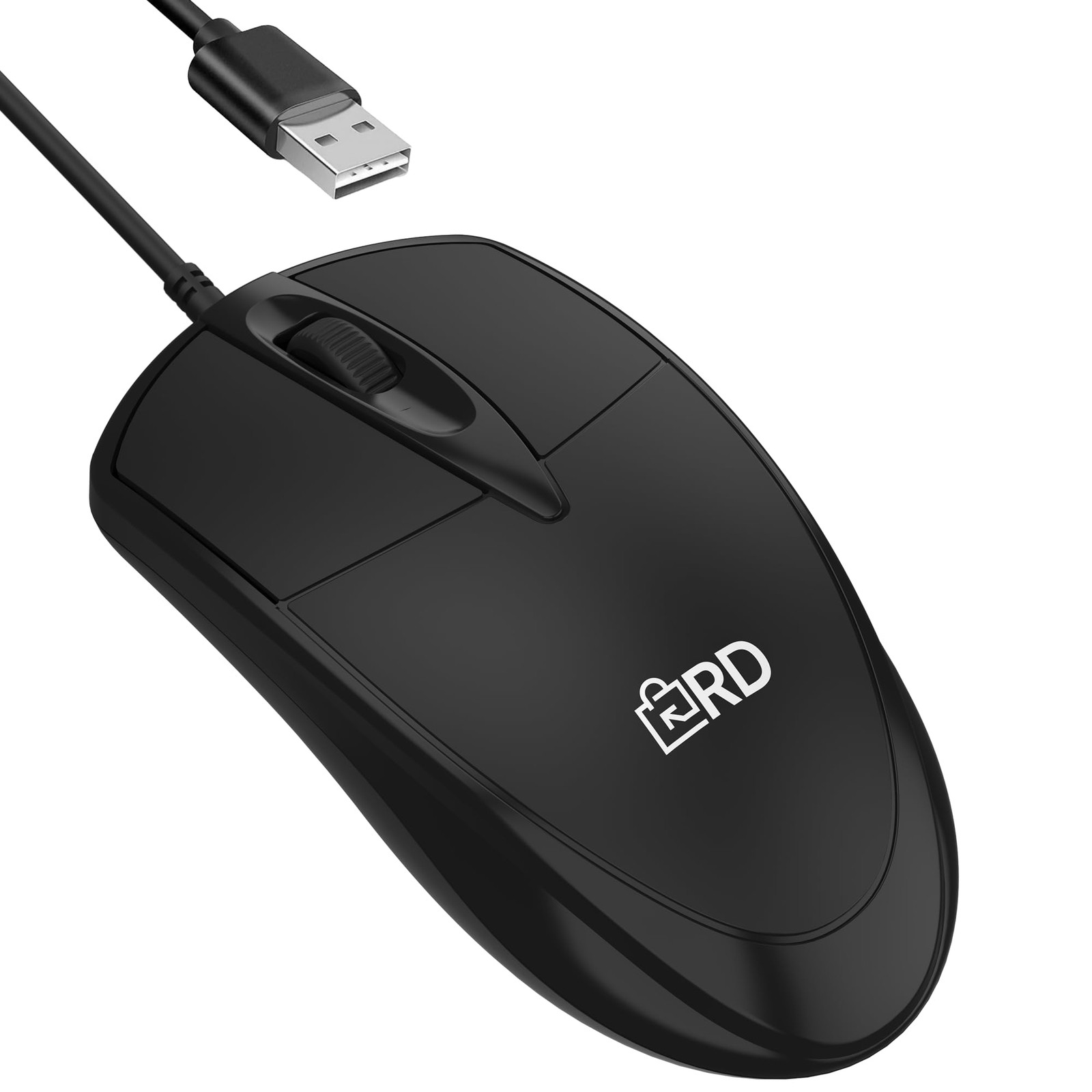 Retail Digitals 3-Button USB Wired Mouse | High-Precision Optical Black