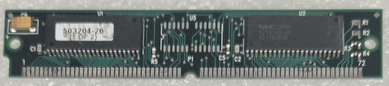 3rd Party NEC 8MB 1Mx64 FPM 60ns 72pin SIMM Memory 11308-0001-A w/NEC 4218160-60