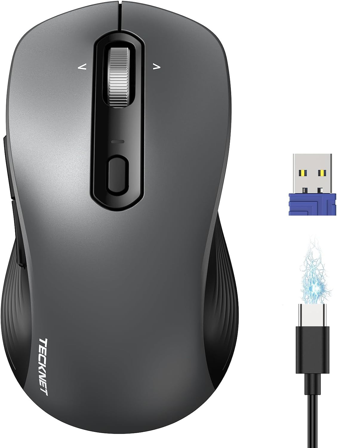 Rechargeable Wireless Bluetooth Mouse with 4-Way Wheel, 3-Device
