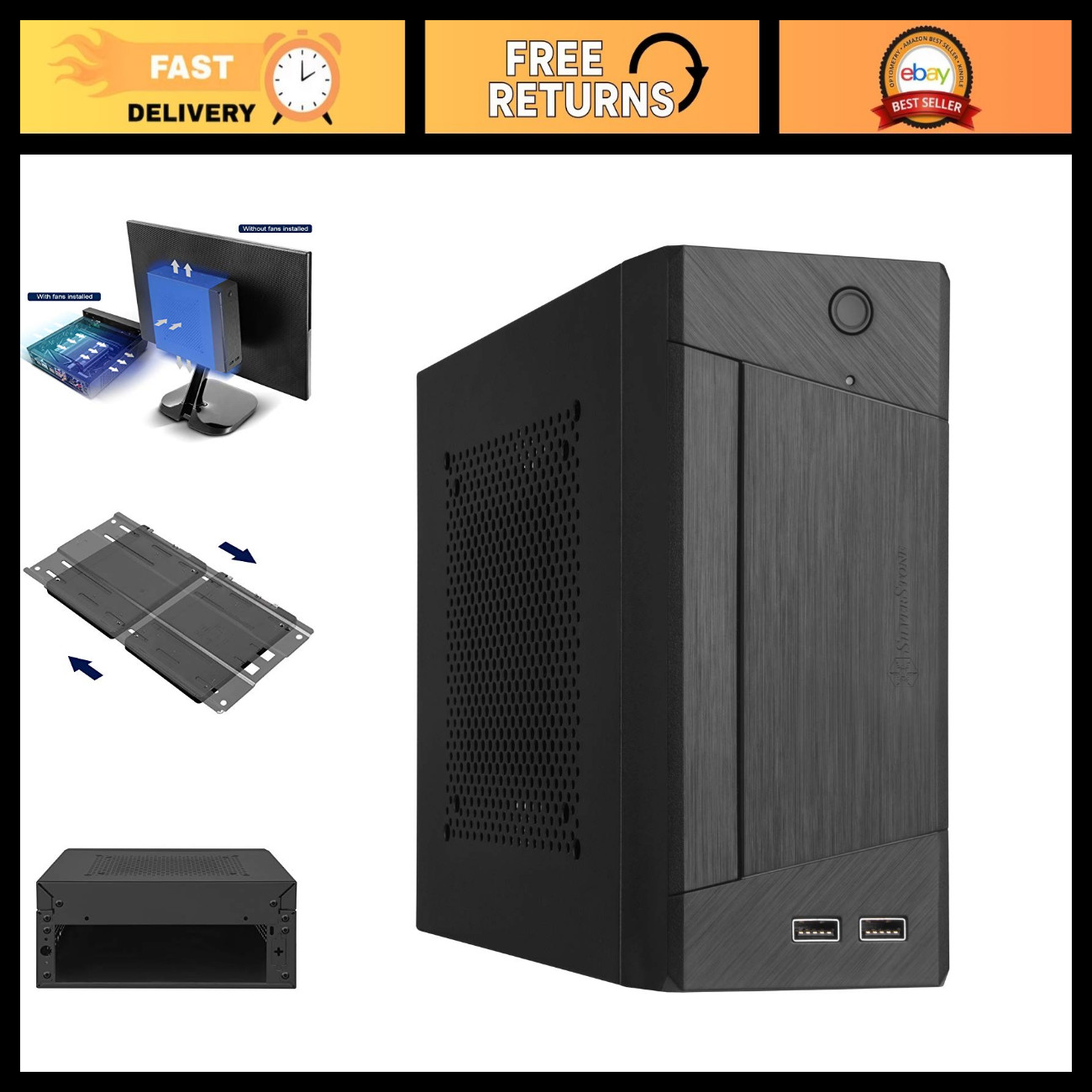Super Compact Modular Mini-ITX Chassis - Sleek Silver Design, Easy Build, Space-