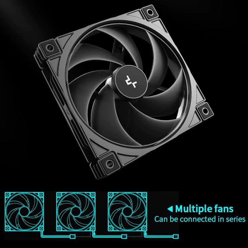 DeepCool FD12 V2 120mm PC Case Fan PWM 500-2500RPM Static Pressure Black