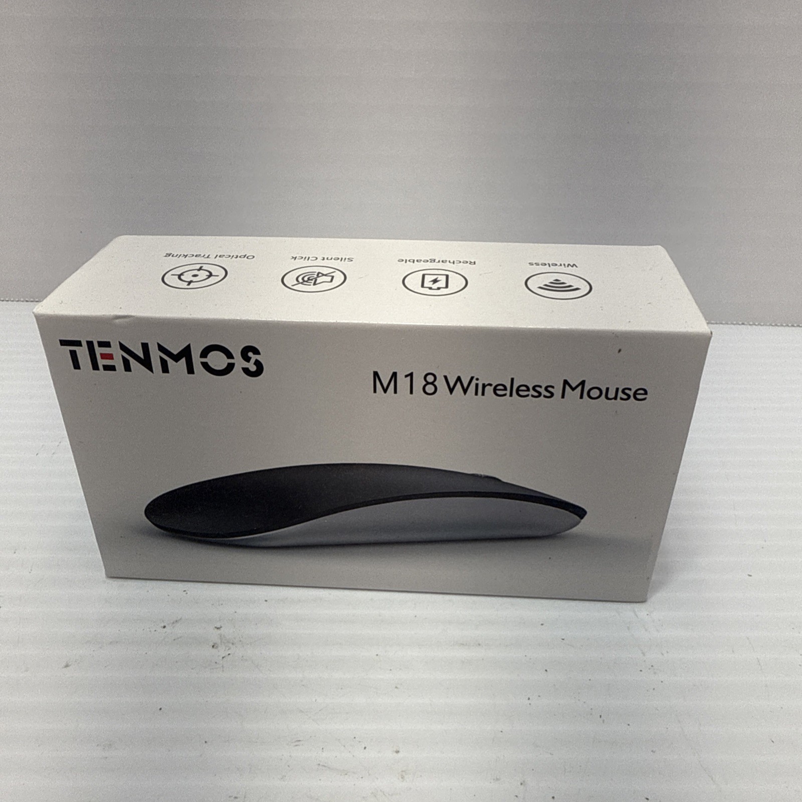 TENMOS M18 Wireless Mouse Rechargeable Silent Click Optical Tracking, NIB