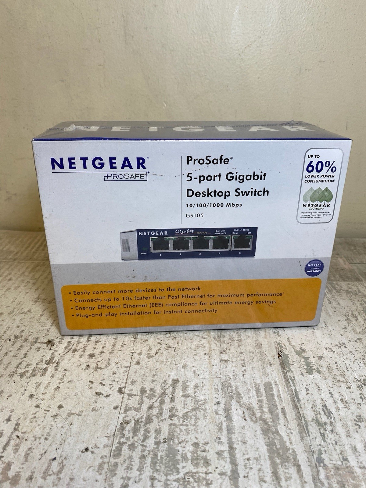 NETGEAR ProSAFE GS105 5-Port Gigabit Ethernet Switch New in Box Sealed