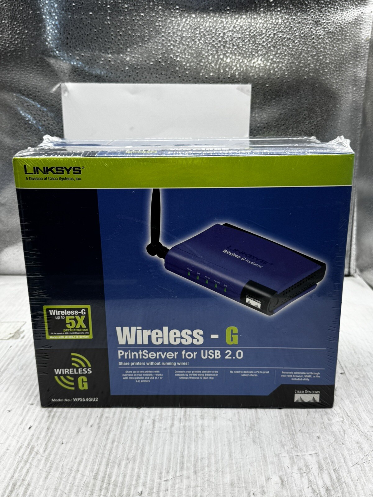 LINKSYS WIRELESS-G PRINT SERVER 2.4GHz USB 2.0 MODEL #WPS54GU2 LOT OF 2