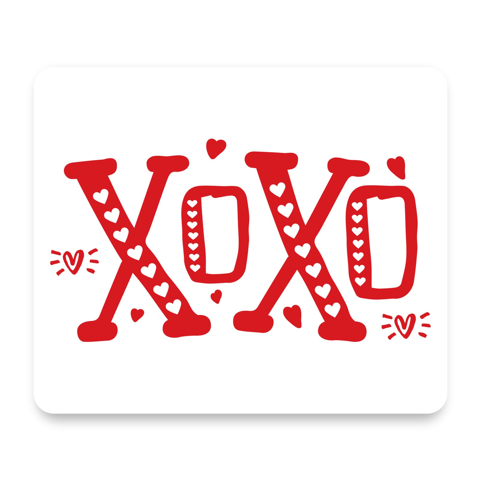 XOXO Red Hearts Cute Romantic Love Lettering Valentine Mouse Pad 9.25x7.75