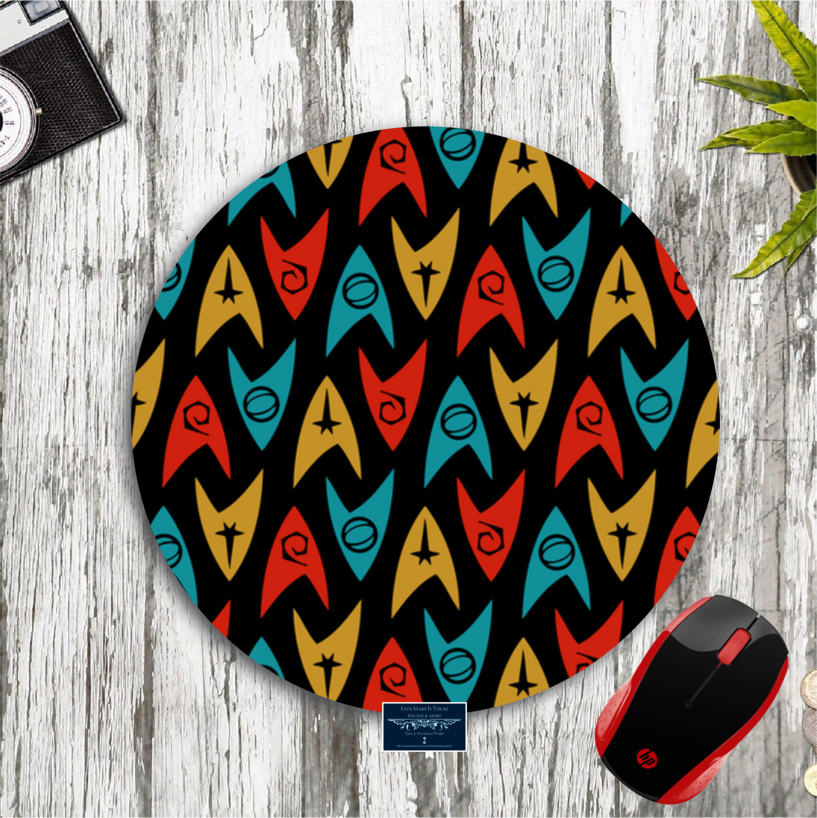 STAR TREK LOGO INSPIRED PATTERN BLACK CUSTOM MOUSE PAD DESK MAT NONSLIP GIFT