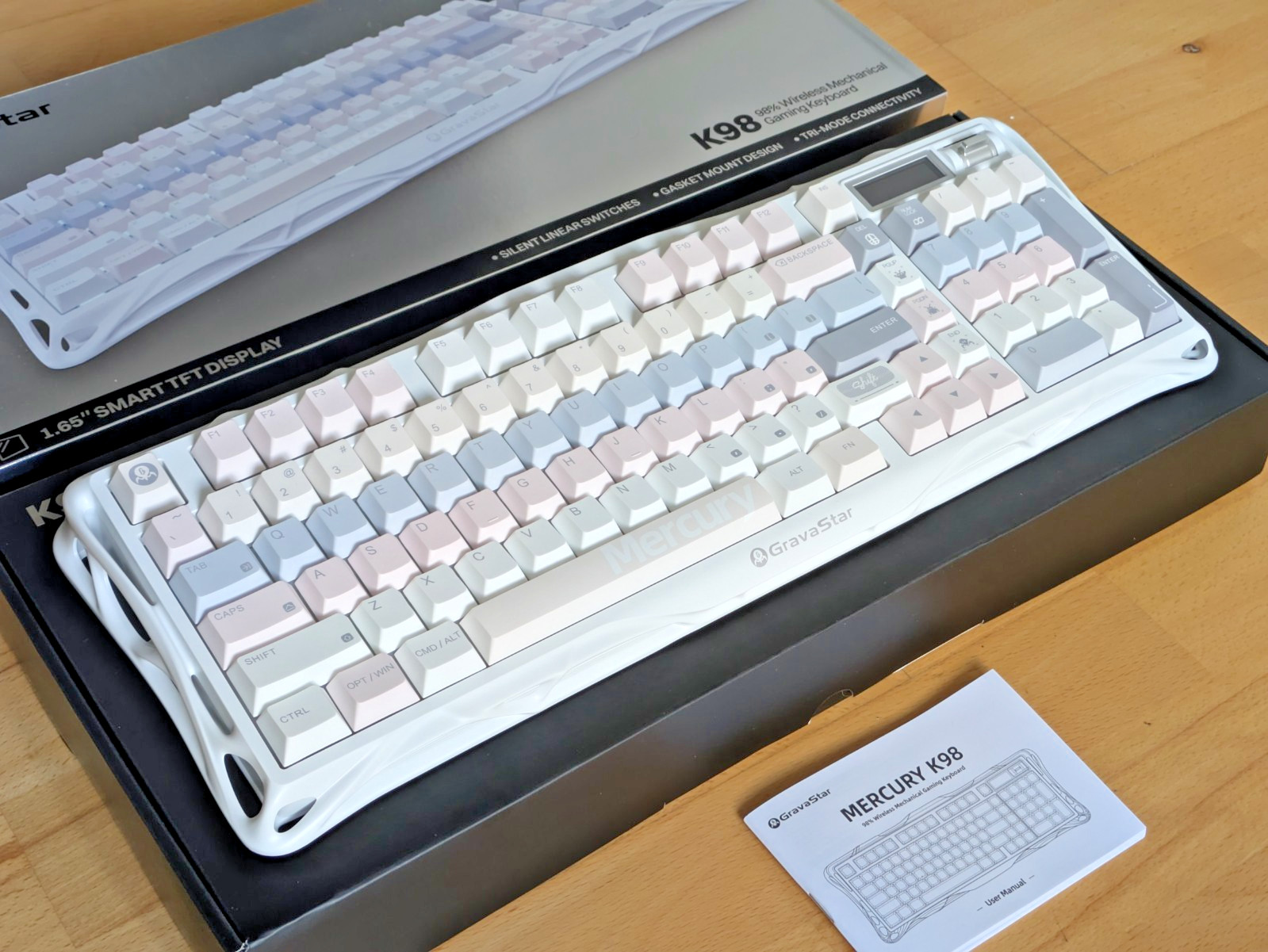 GravaStar Mercury K98 Gaming Keyboard - Silent Switches - RGB - Display, New & Original Packaging