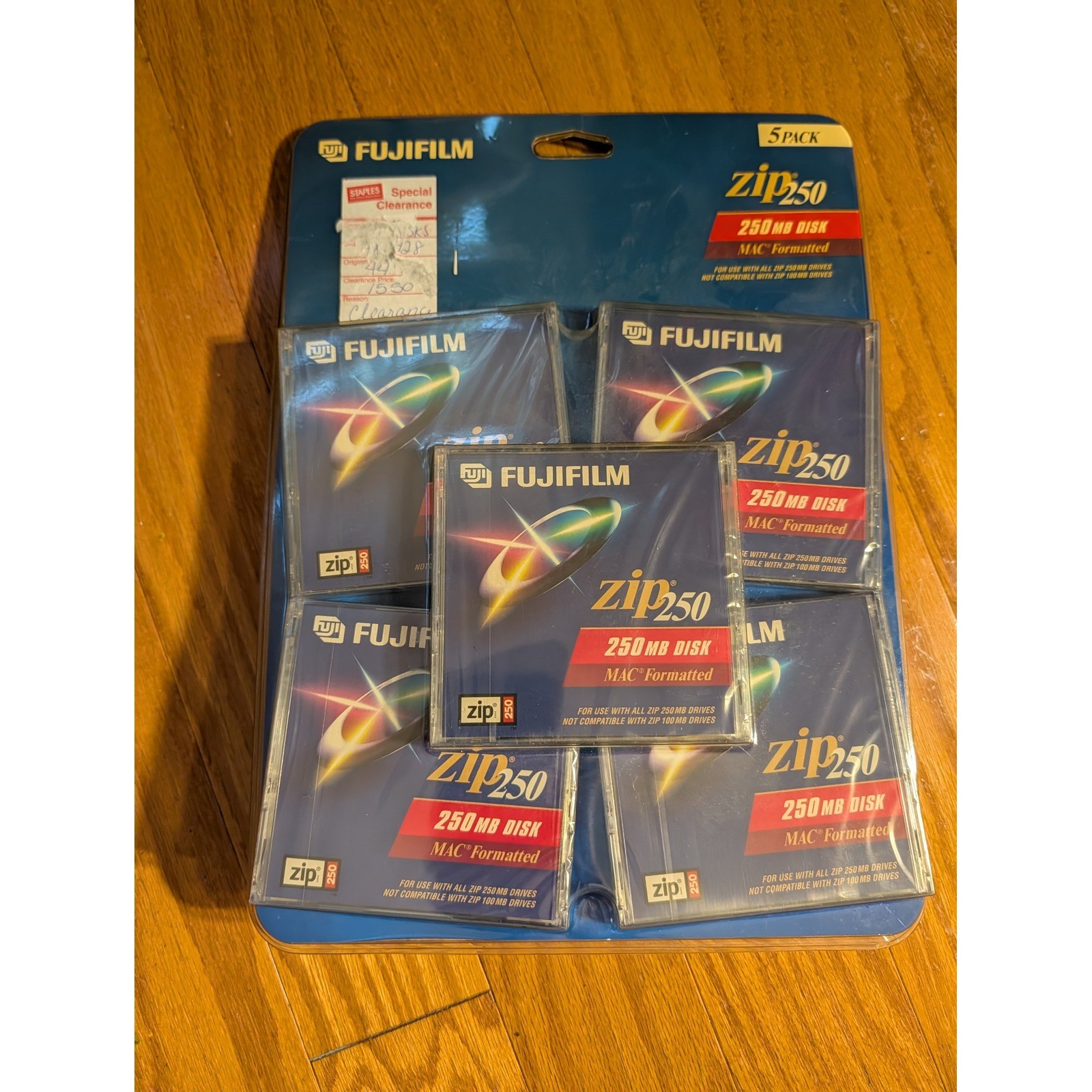 Fujifilm Zip 250 250MB Disk Mac Formatted 5 Pack Sealed New Old Stock