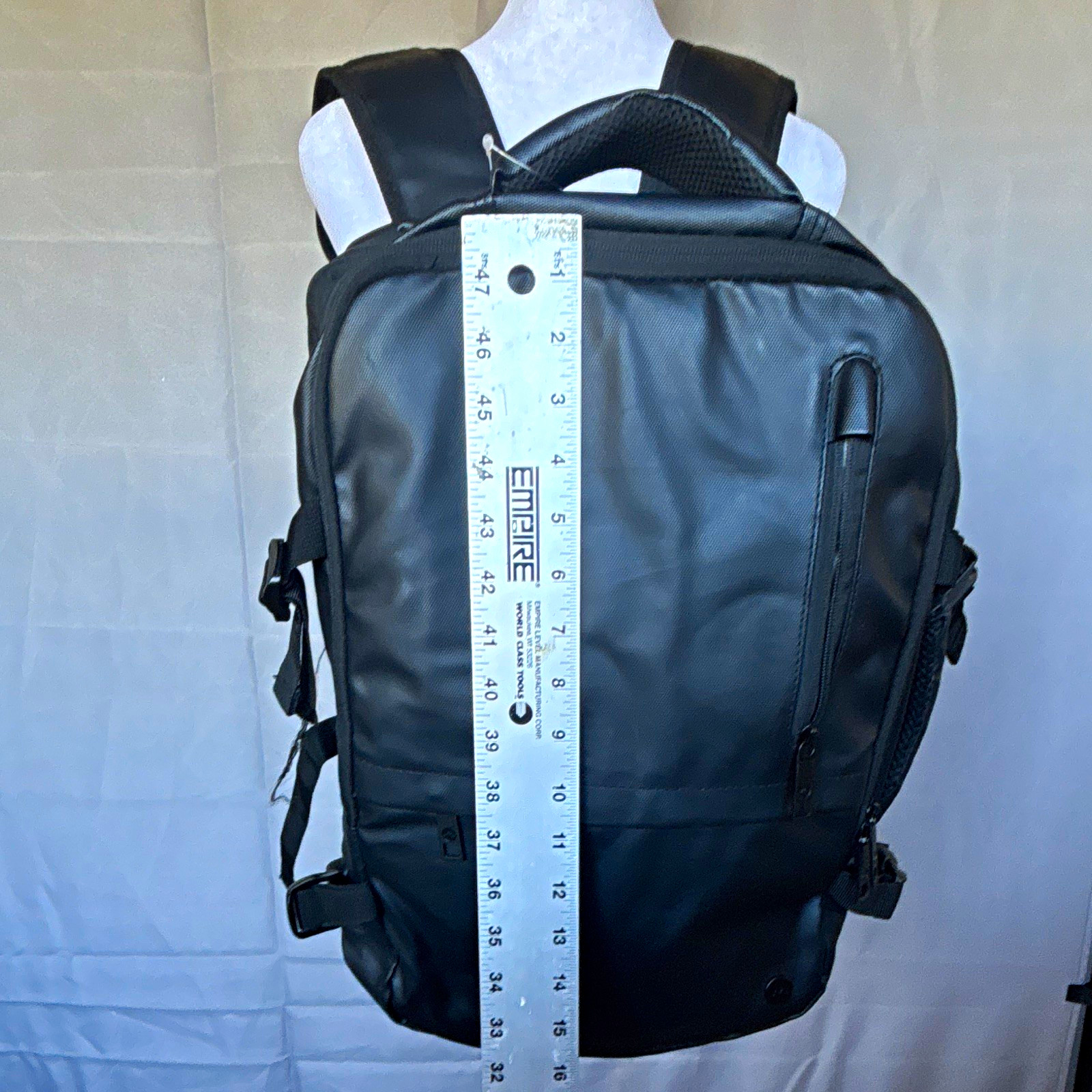 Black Laptop Backpack Padded Adjustable Straps Polyester Fits 15" 17" H