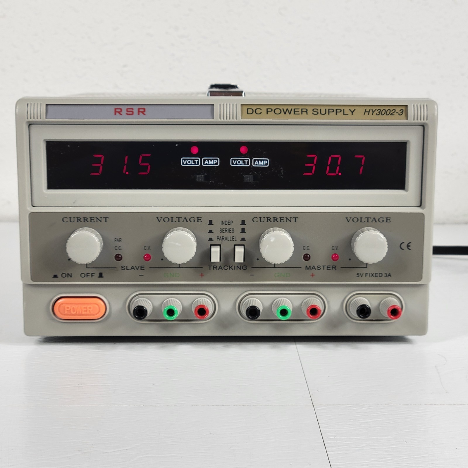 TESTED RSR HY3002-3 Triple Output Linear DC Power Supply 2x 0-30V 2A 5V3A GradeA