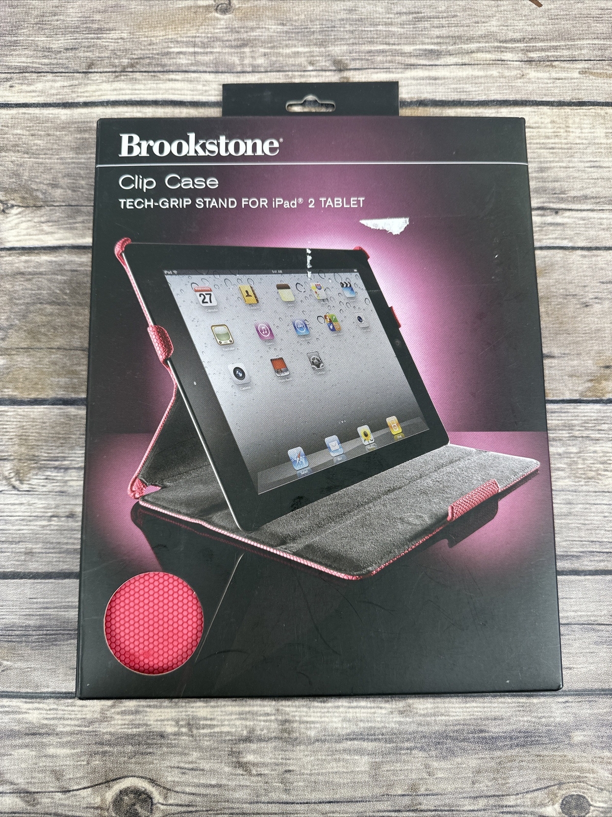 Brookstone iPad 2 Tablet Cover Clip Case Tech Grip Stand Pink New