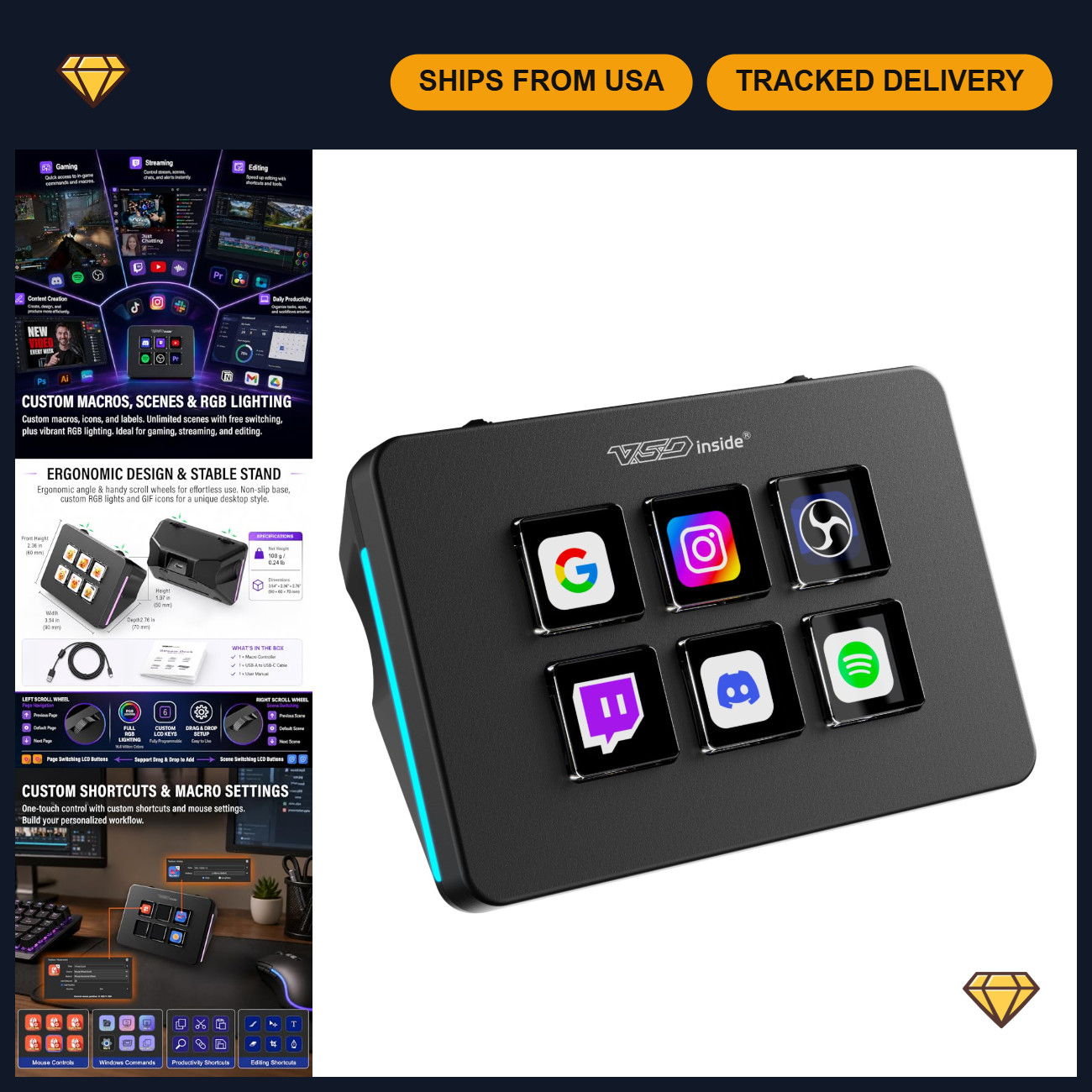 Mini Macro Pad Shortcut Keypad - Stream Controller for Gaming & Streaming Setup