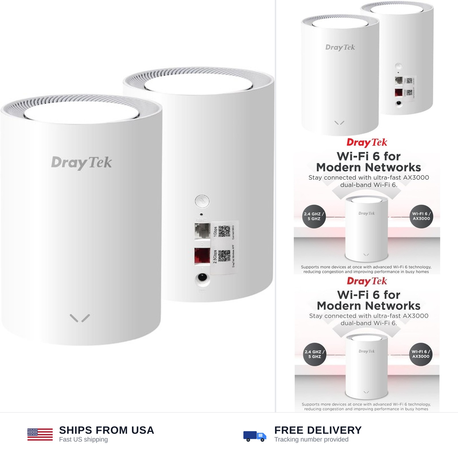DrayTek Vigor AP805 Mesh AX3000 Wireless Access Point, 2.5GbE Uplink, additio...