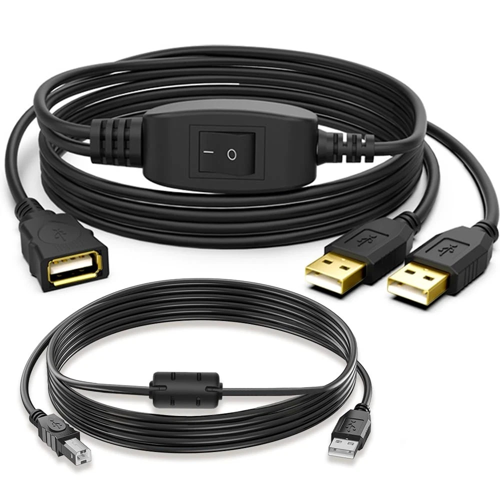 Herfair USB Splitter 1 in 2 Out,Printer Splitter Switch for Two Computers,Usb B 