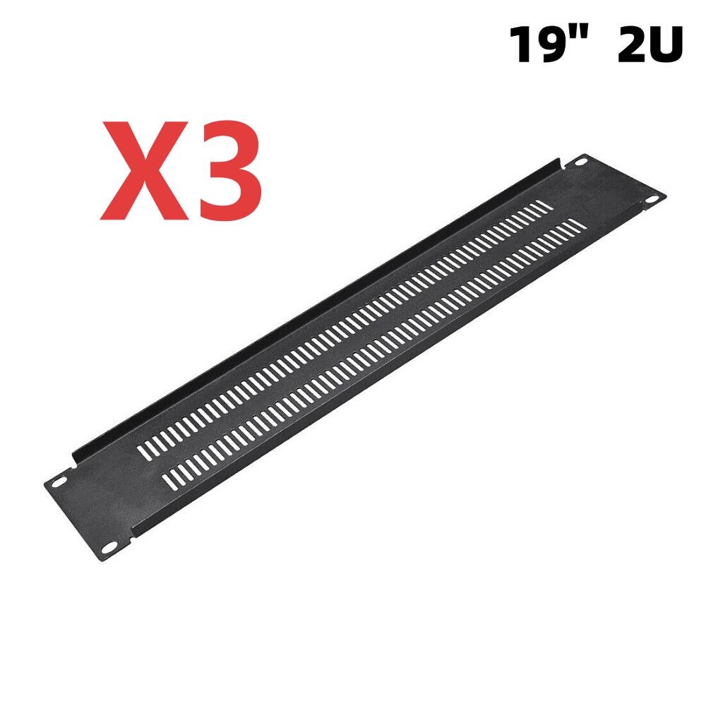 3 Pack 2U Vented Blank Rack Mount Panel Spacer for 19" Server Cabinet w/ Screws