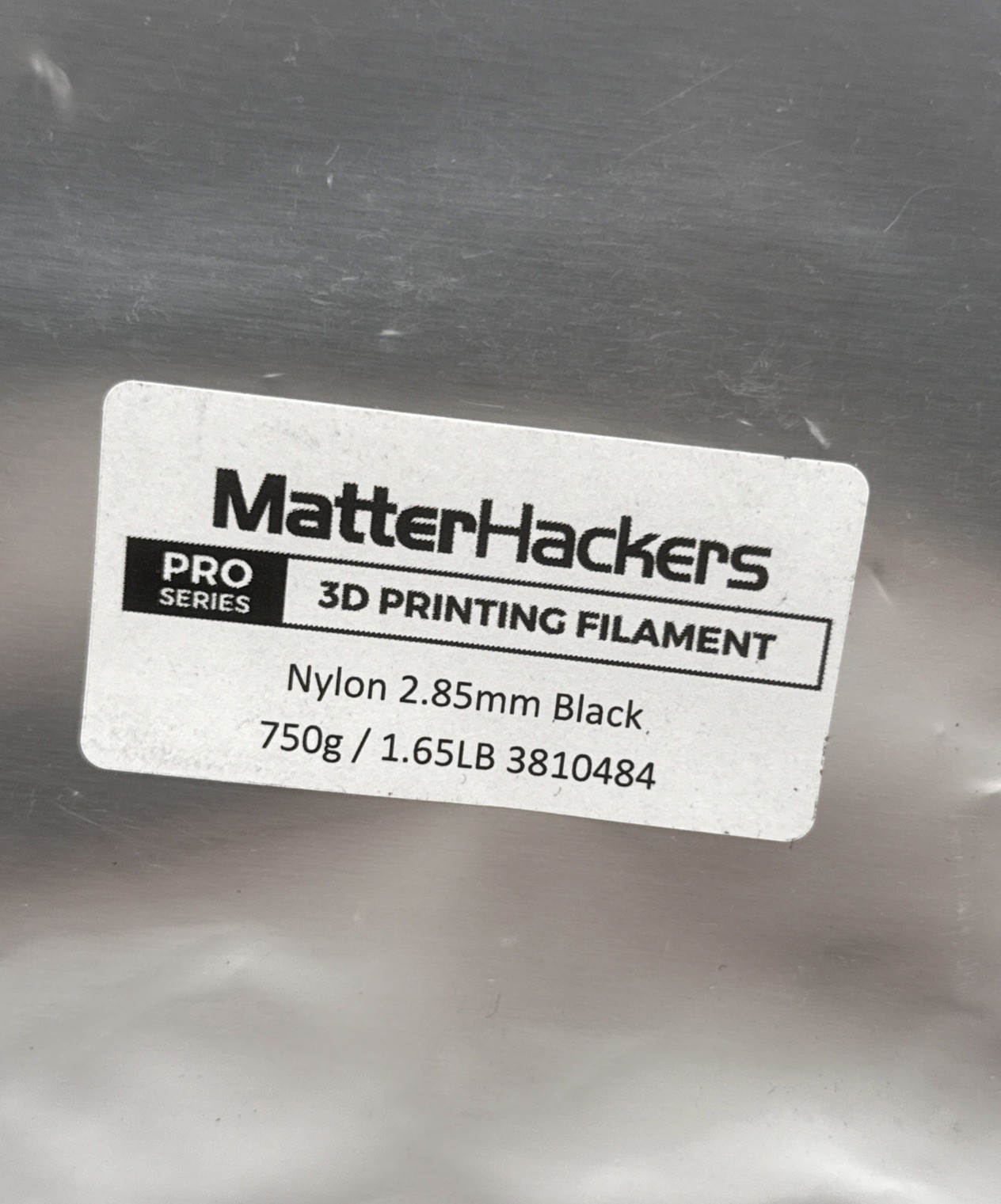 MatterHackers PRO Series Nylon 3D Printer Filament BLACK 2.85mm 750g NEW SEALED