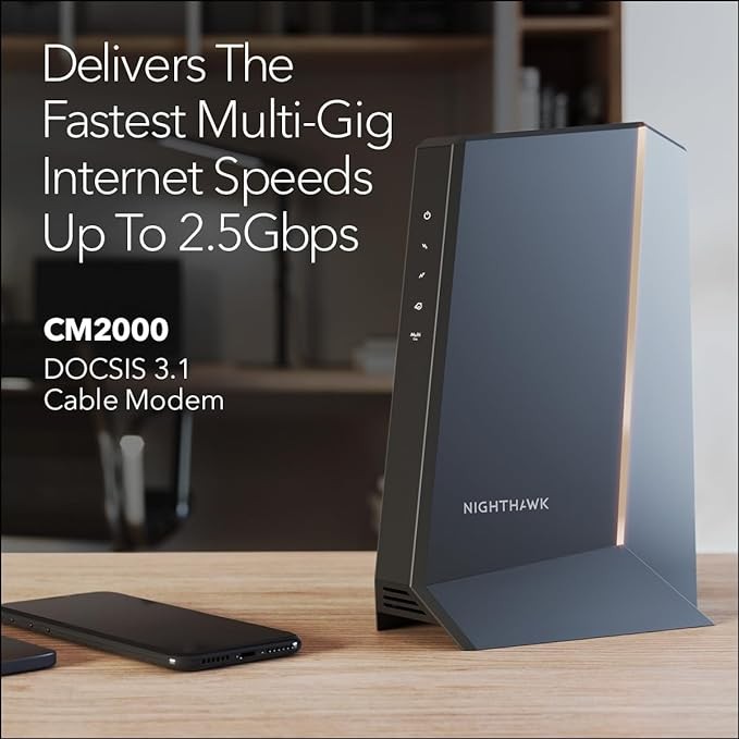 NETGEAR Nighthawk Multi-Gig Cable Modem CM2000 - Compatible with All -  Black