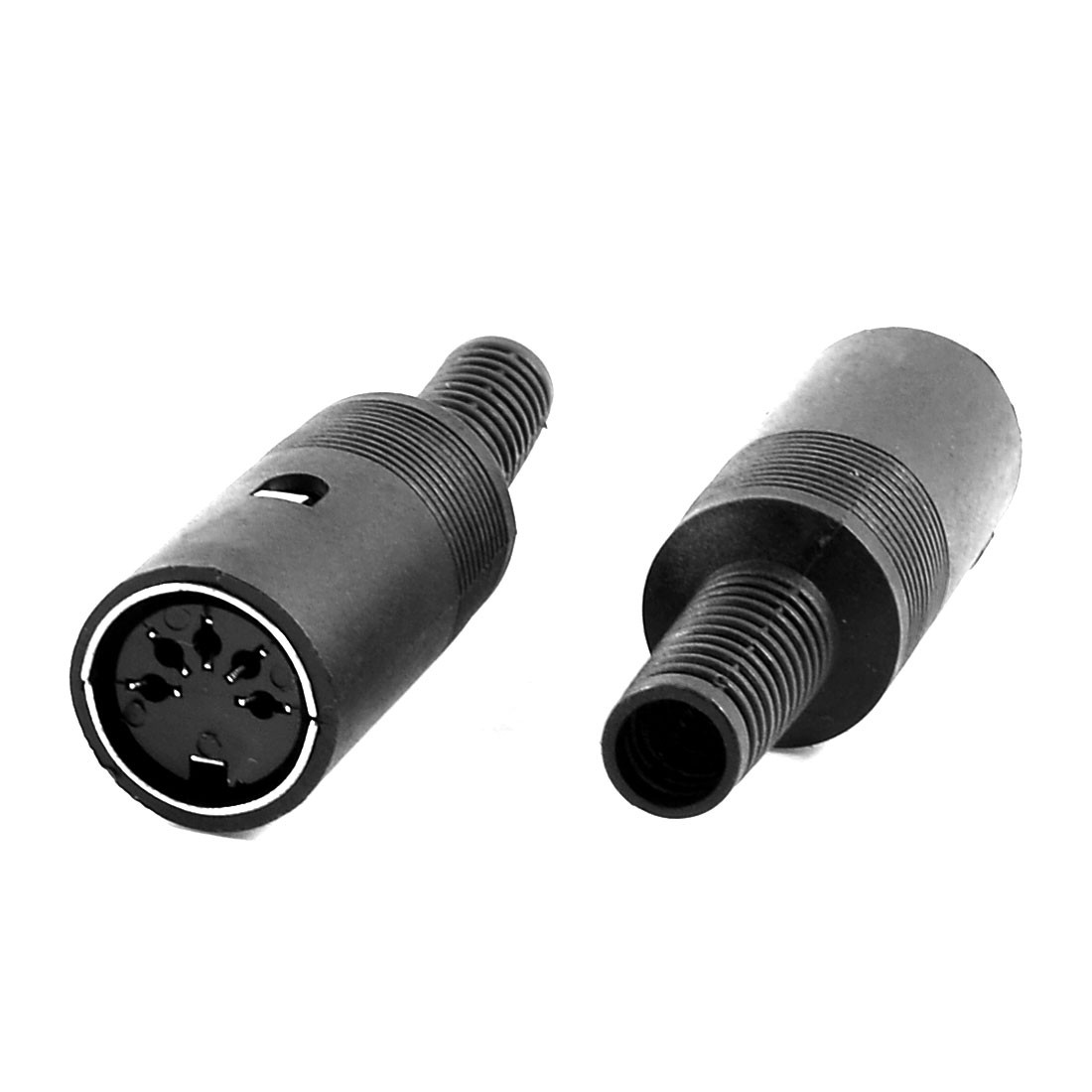 6cm Length Black Plastic DIN 5 Pin In-Line Female Socket 2 Pcs