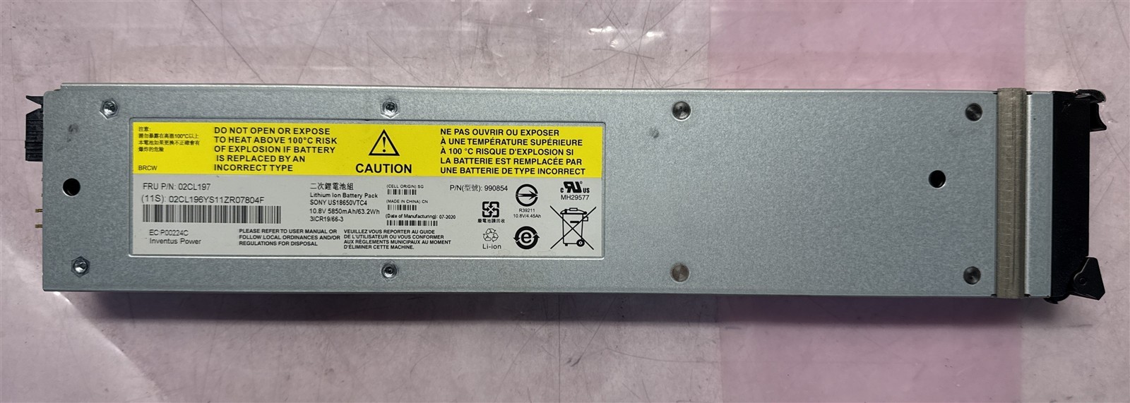 IBM 02CL197 FLASH SYSTEM 840-900 LITHIUM ION SERVER BATTERY MODULE 990854