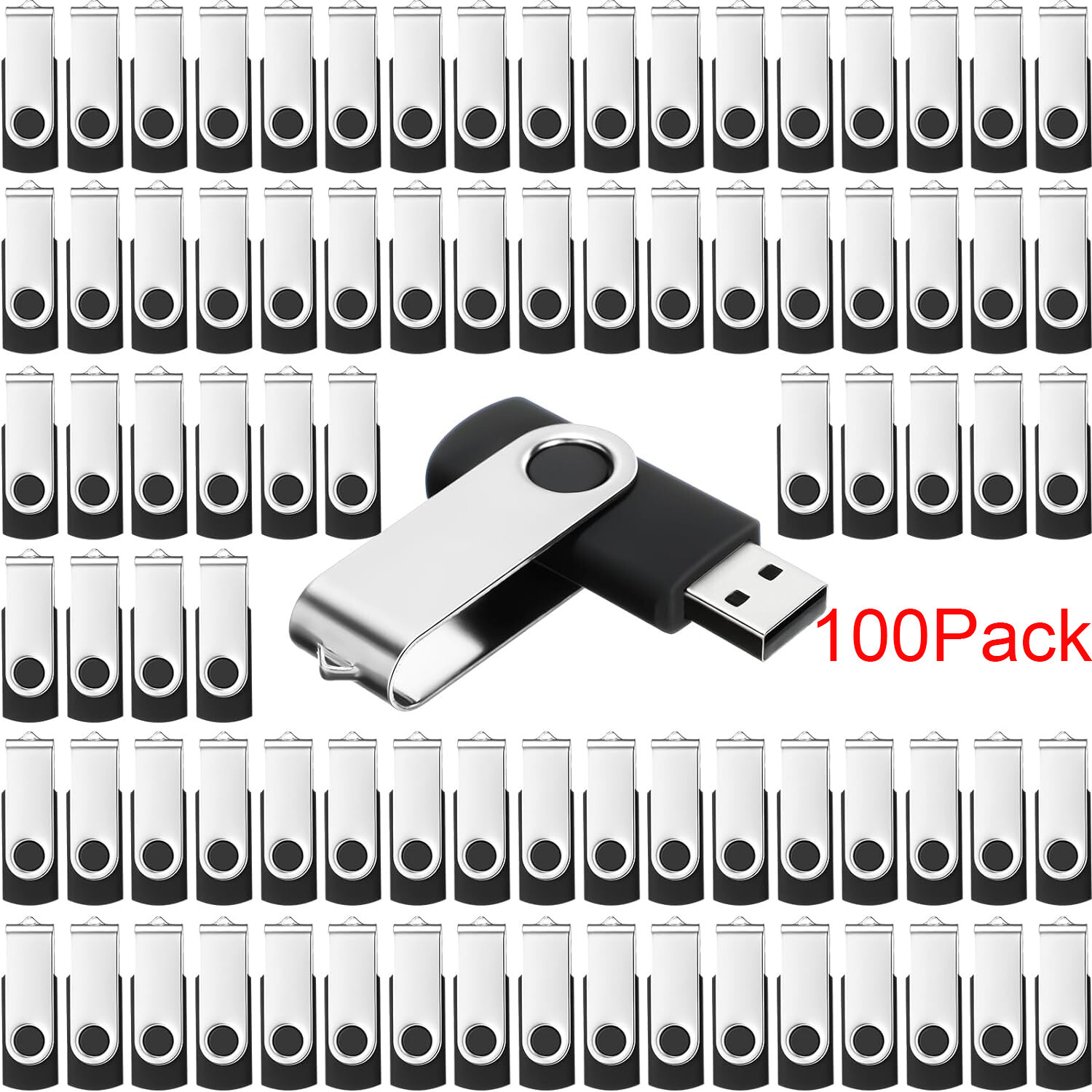 100 Pack USB Flash Drives Bulk 2.0 Memory Jump Drive for Data Storage