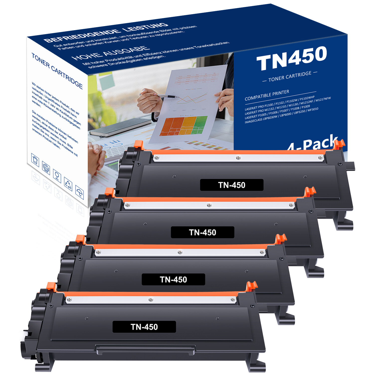 4PK High Yield Compatible With Brother TN450 Toner MFC-7860DW 7360N HL-2240