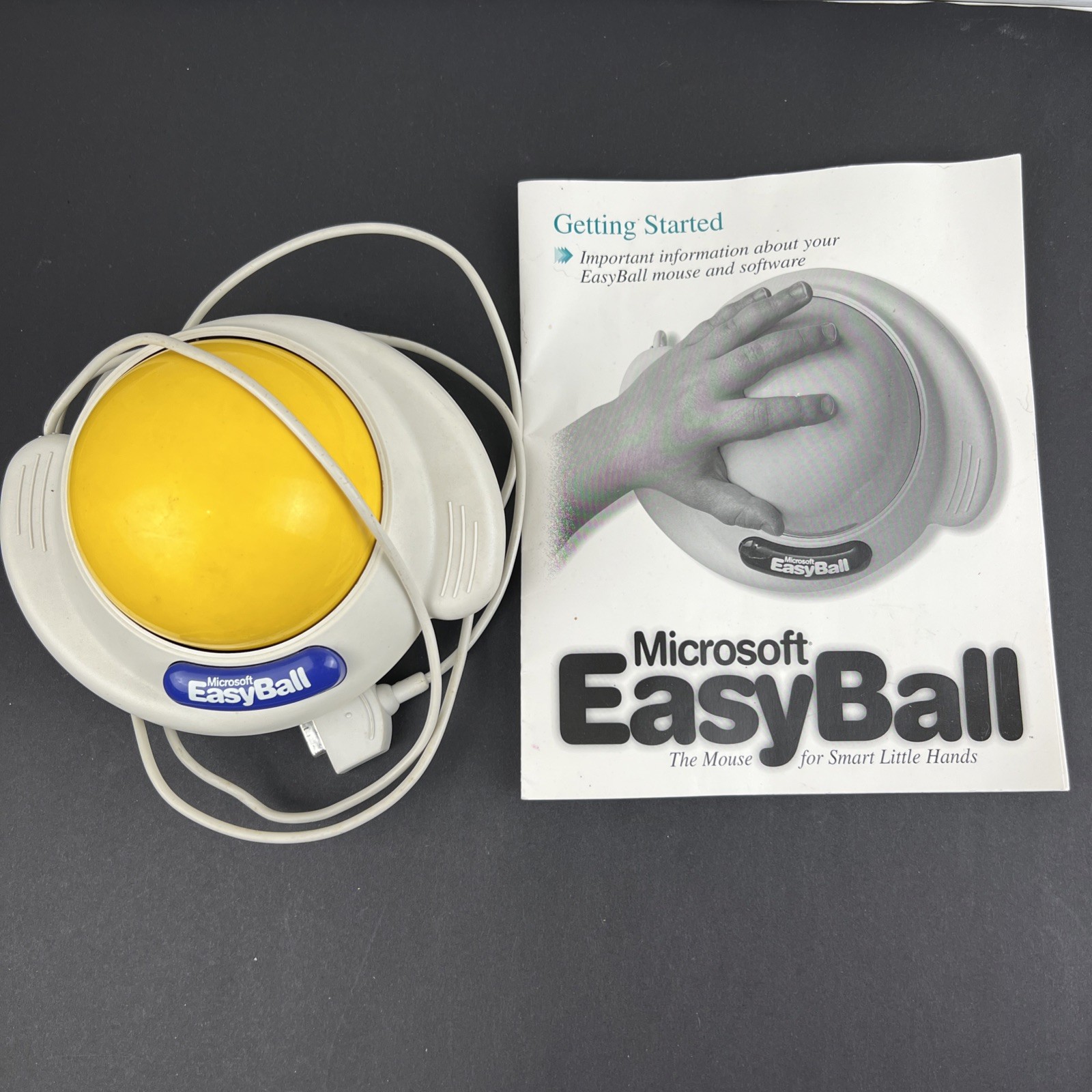 Microsoft Easyball Trackball Early Ergonomic Mouse Serial Connector Untested