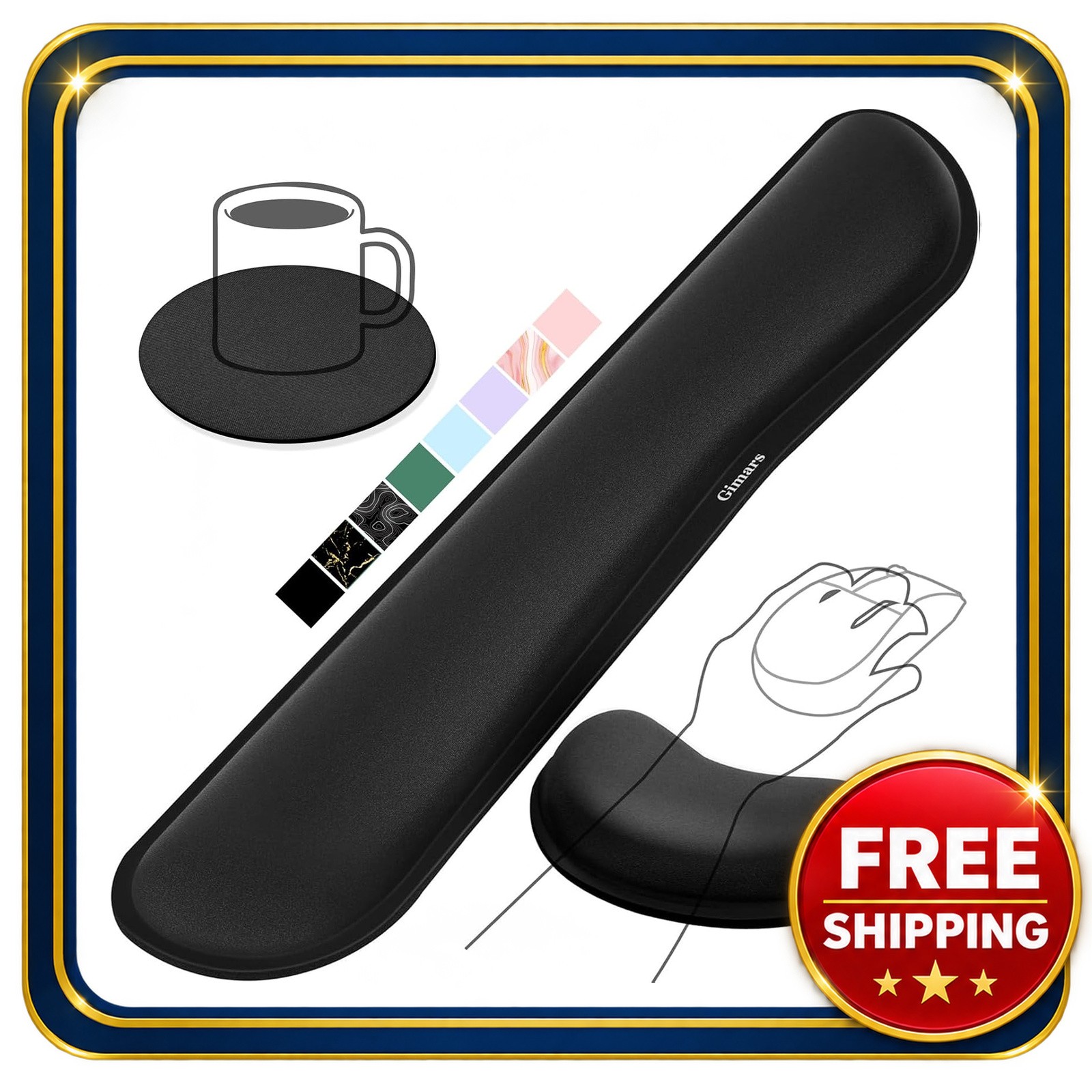 Keyboard Wrist Rest 1.2 Inch Memory Foam Ergonomic Support