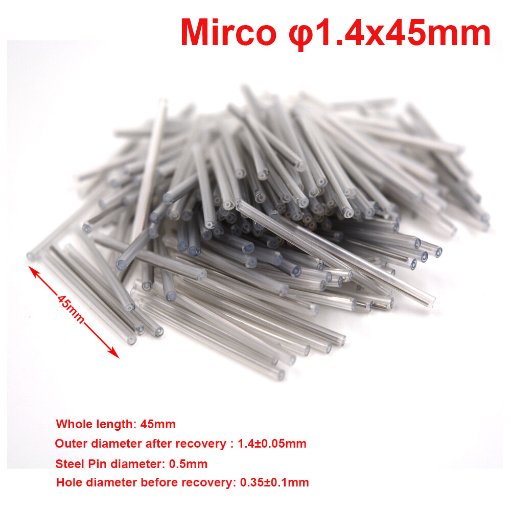 200PCS Mirco OD1.4mm Fiber Optic Fusion Splice Protection Sleeves 45mm, Clear 
