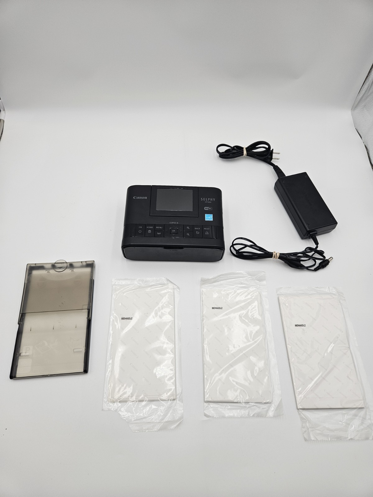 Canon SELPHY CP1300 Compact Photo Printer Black Bundle With Paper (B)