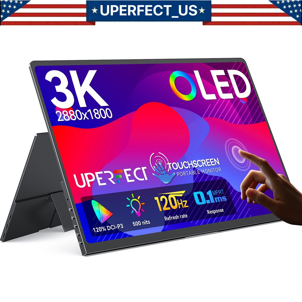 UPERFECT OLED Portable Monitor, 14.0" Touch Gaming for Computer Monitor FreeSync