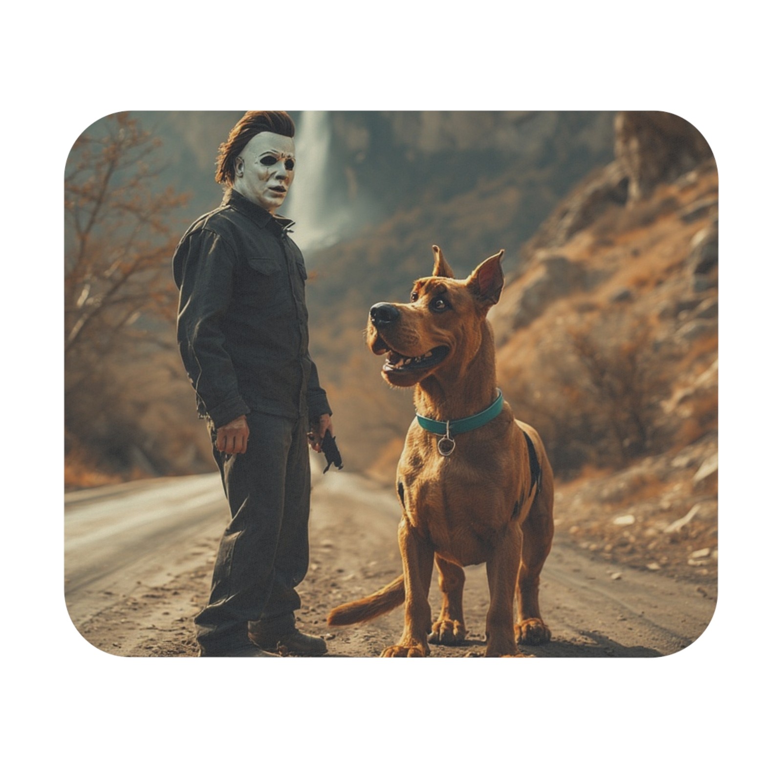 Scooby Doo Meets Micheal Myers Mouse Pad Spooky Halloween Desk Mat Customize New