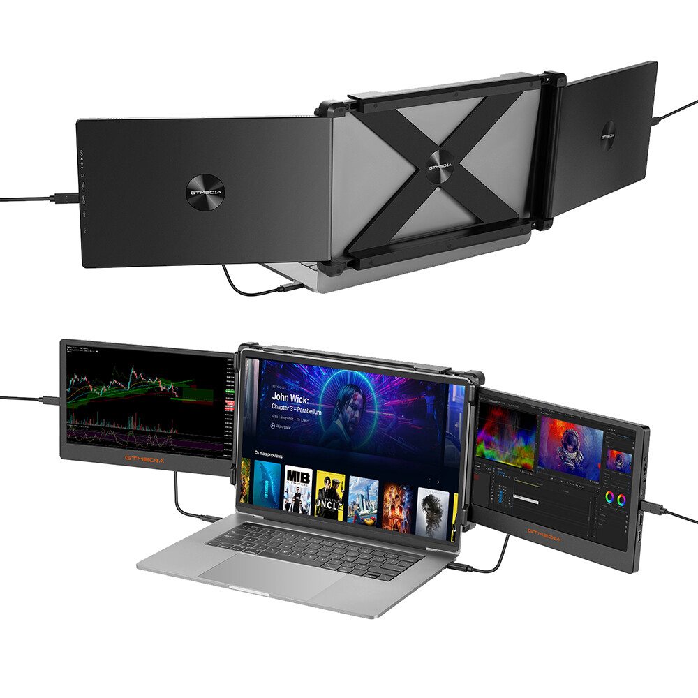 11.6" FHD Triple Portable Monitor IPS Display Dual Screen Extender for Laptop US