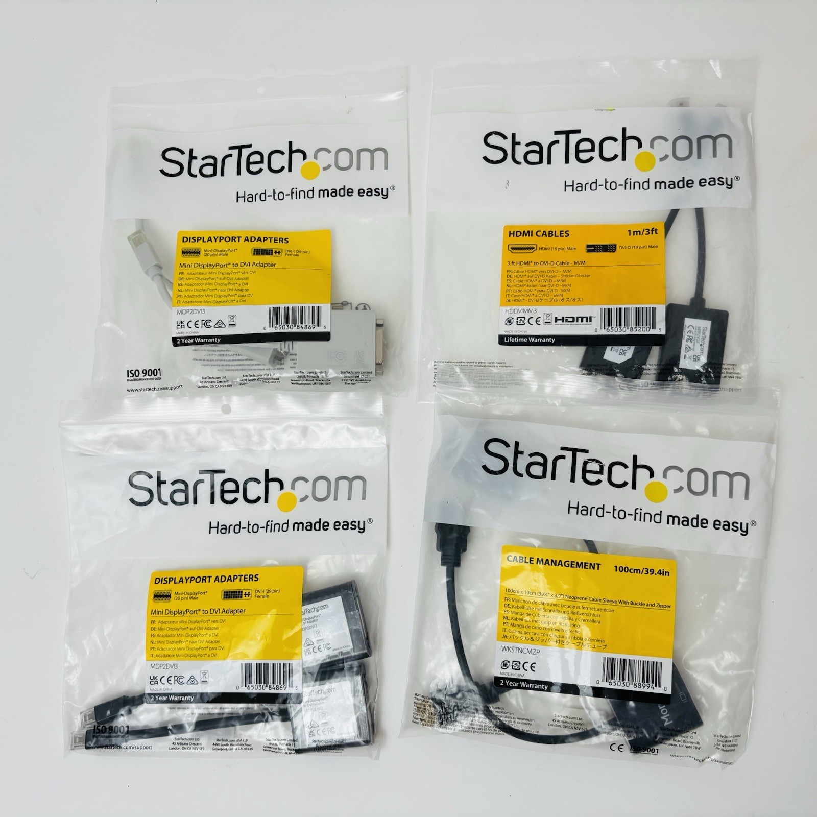 StarTech DisplayPort Adapters HDMI Cables & Cable Management Lot Set New 