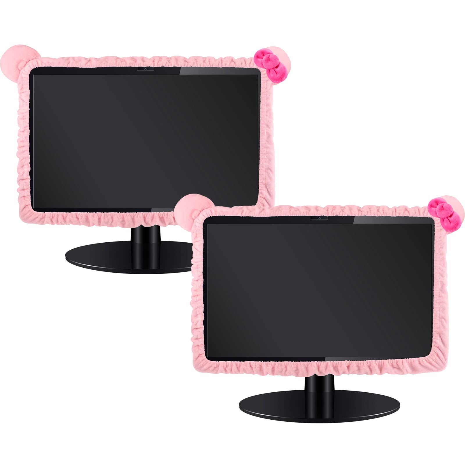 Remagr 2 Pcs 20''-29'' Kawaii Computer Monitor Cover with Cat Ear pink