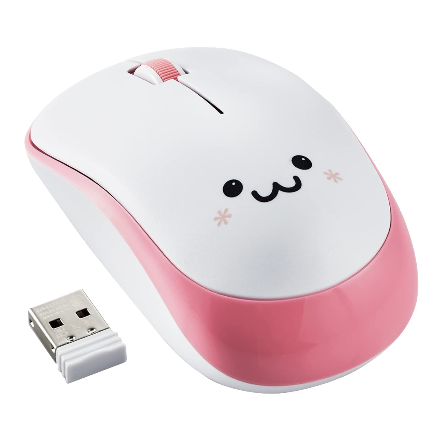 ELECOM 2.4G Wireless, Portable Mobile Smiley-Face Mouse for Right/Left