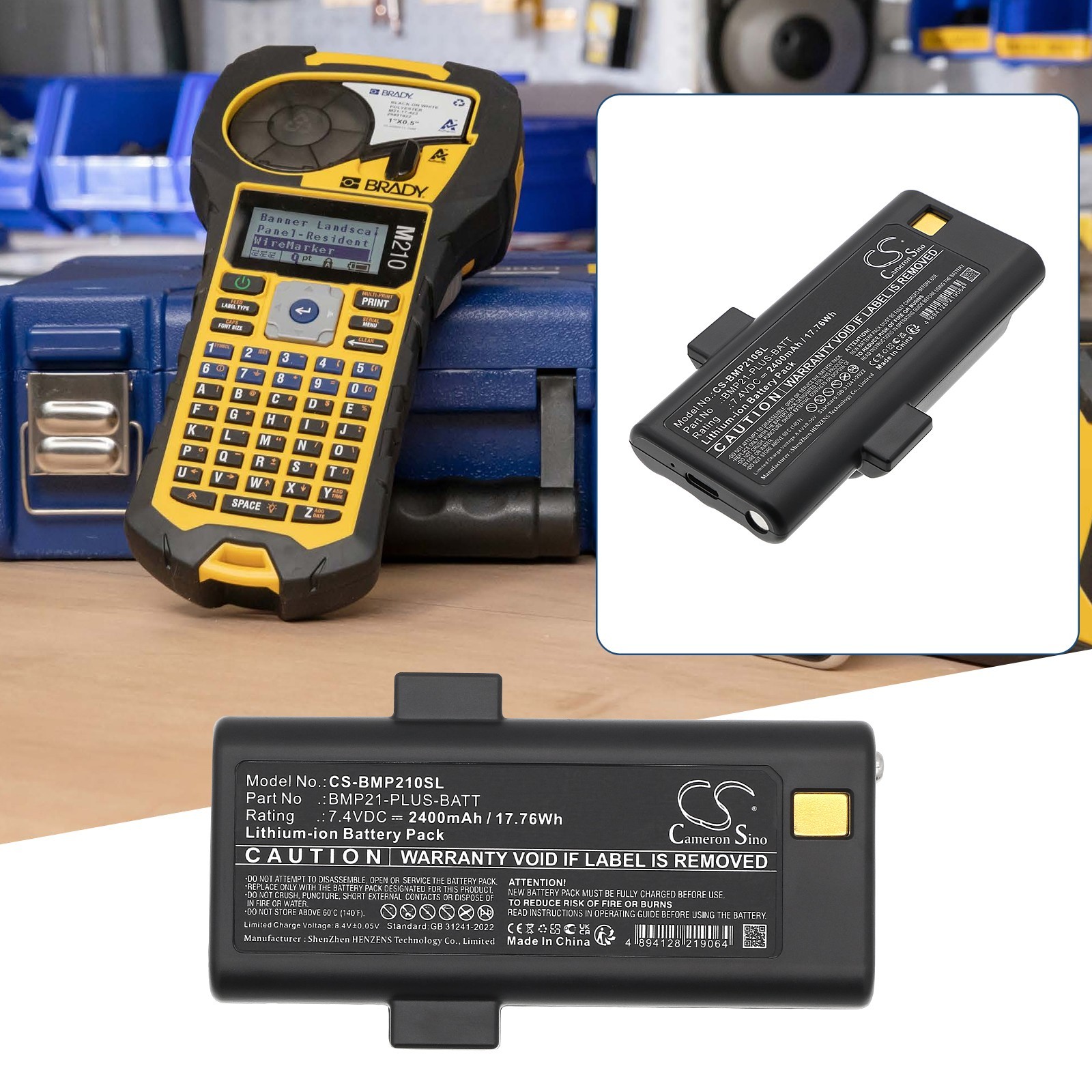 BATTERIE 2400mAh Type BMP21-PLUS-BATT For Brady BMP21 Plus, BMP21-Lab, M210