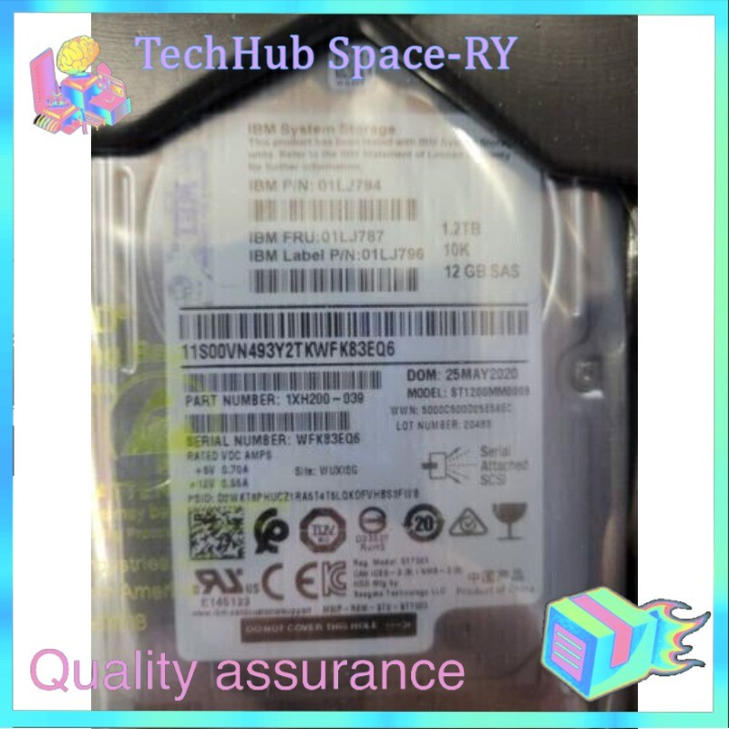 01LJ787 01LJ794 01LJ796 IBM V7000 1.2TB 10K RPM 12Gb/s 2.5" SAS HDD Hard Drive