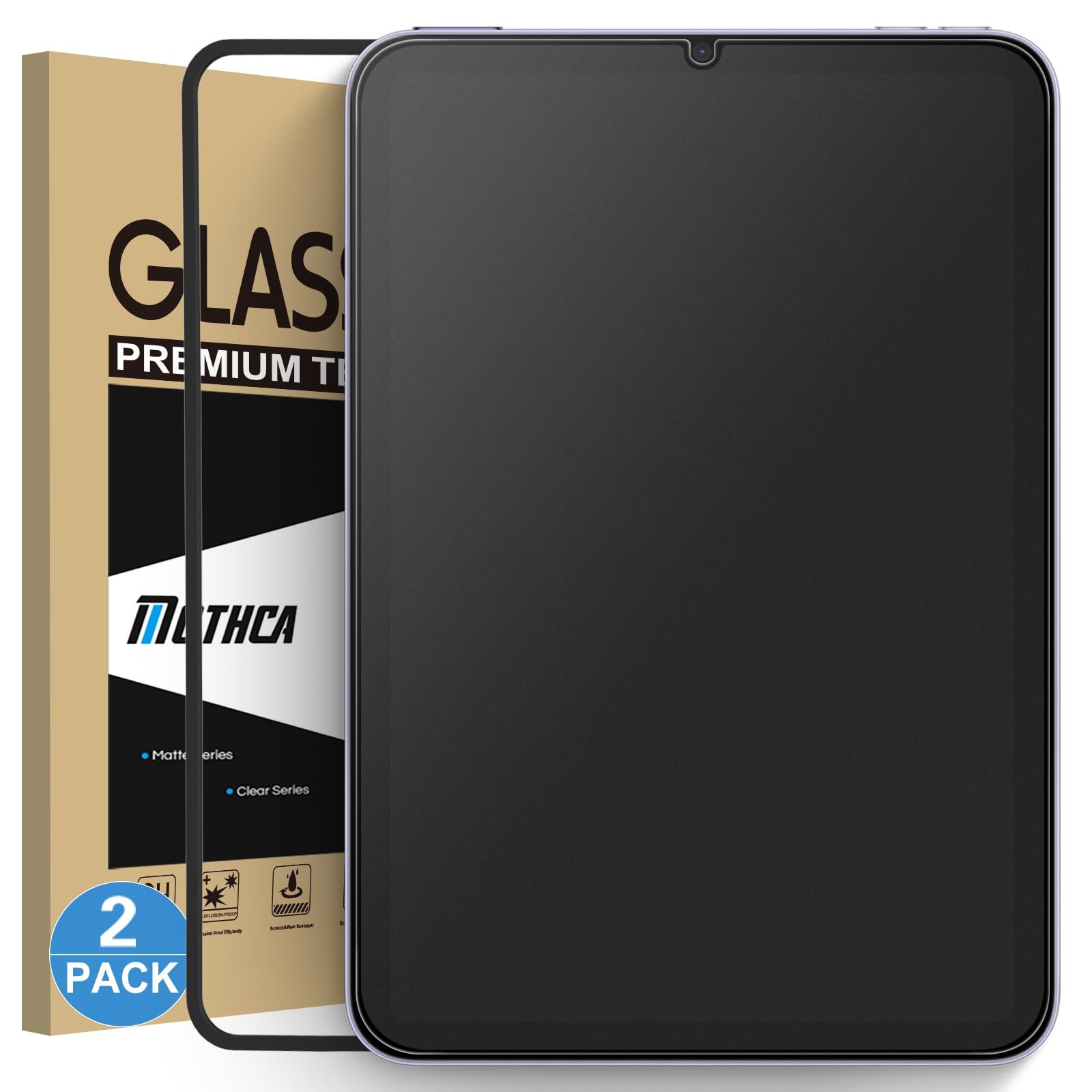 Mothca 2 Pack Matte Glass Screen Protector for iPad Mini 8.3” A17 Pro 2024 & ...