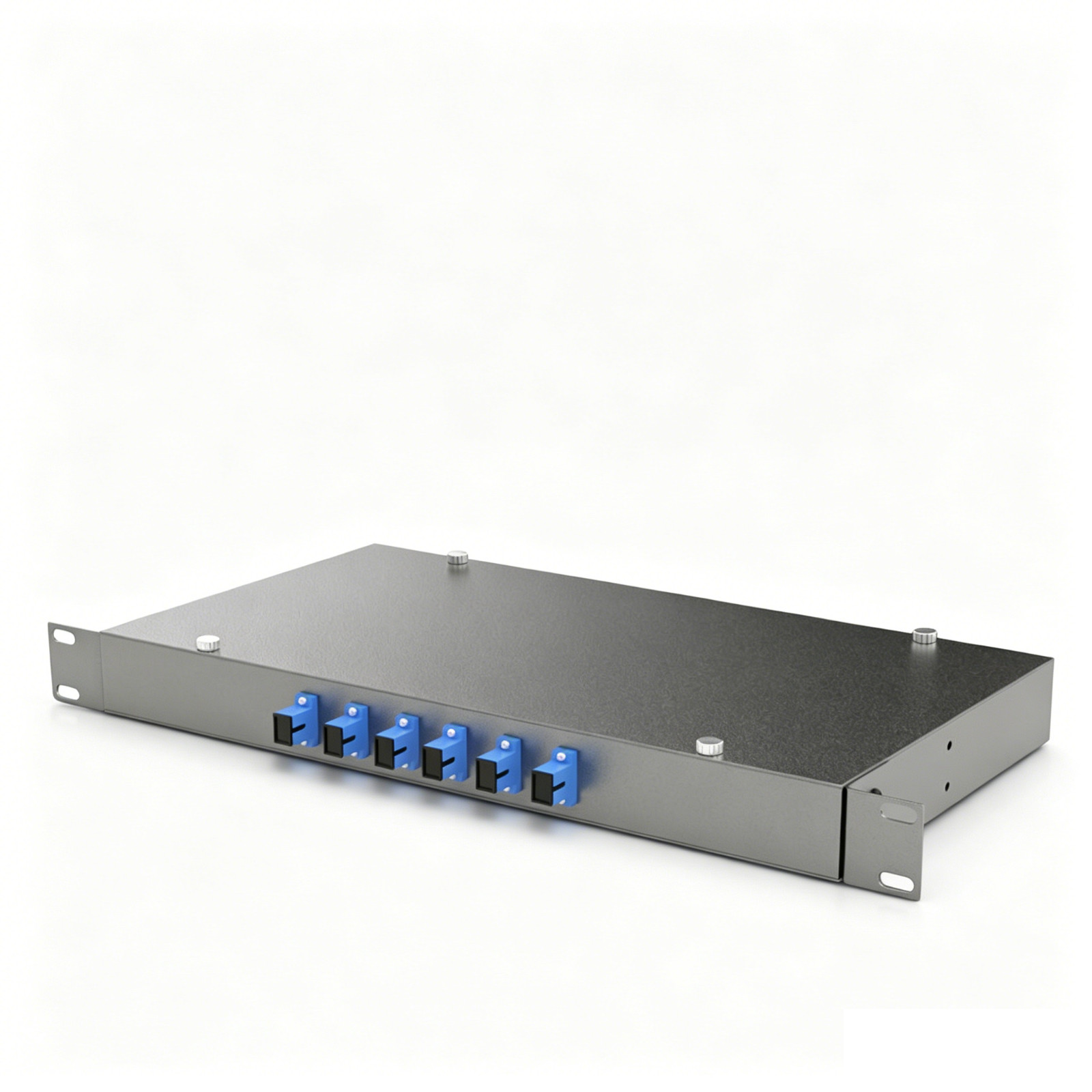 1U 19" 6 Port Fiber Optic Patch Panel Box FTTH SC/FC/LC/ST UPC Adapters Pigtails