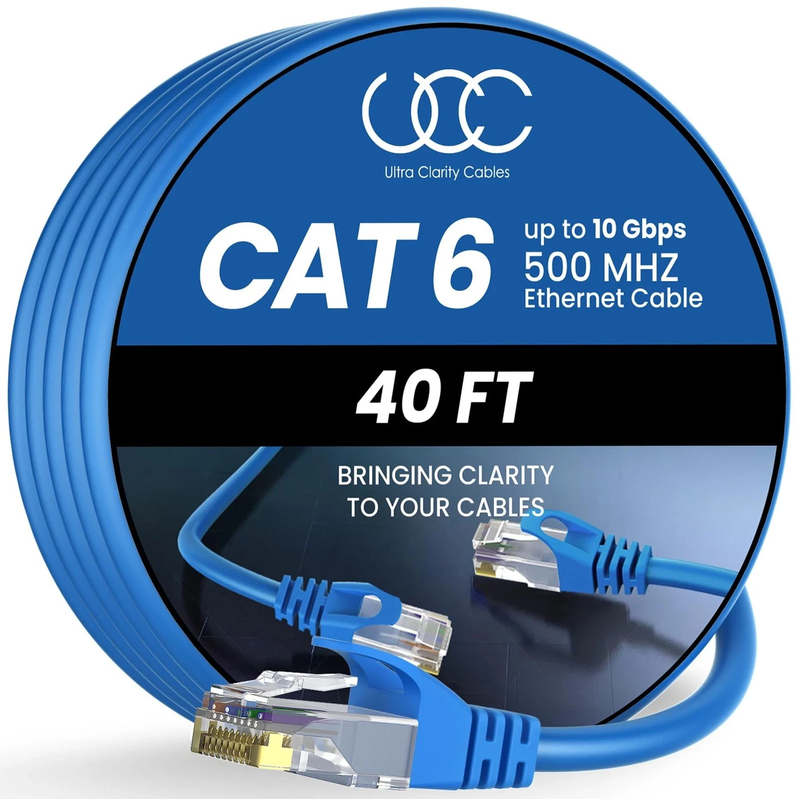 Cat 6 Ethernet Cable 40ft, 10Gbps High Speed RJ45 Internet Cable for Gaming