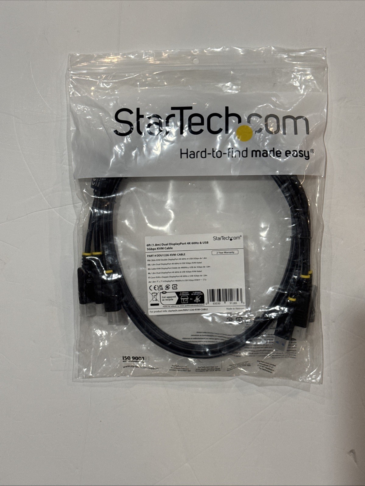 StarTech 6ft (1.8m) Dual-DisplayPort and USB 5Gbps KVM Cable, 4K 60Hz, DP 1.2 an