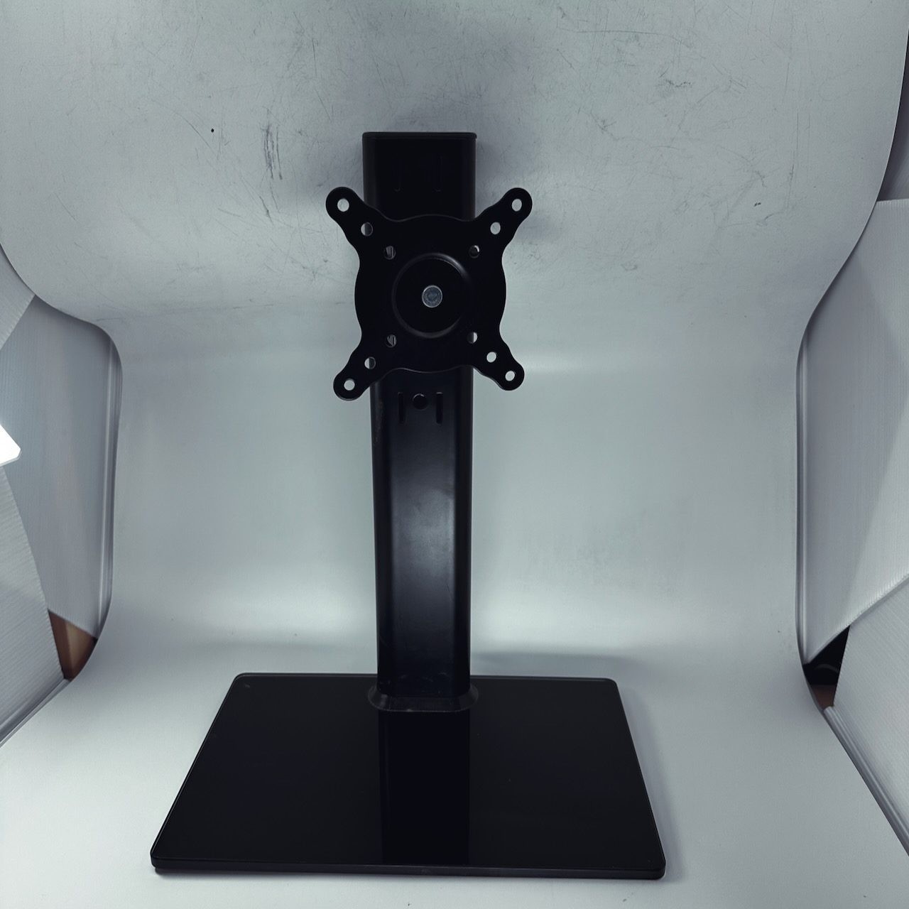 Hemudu Monitor Stand Tempered Glass Base VESA 75/100 Height Adjustable 13-32in