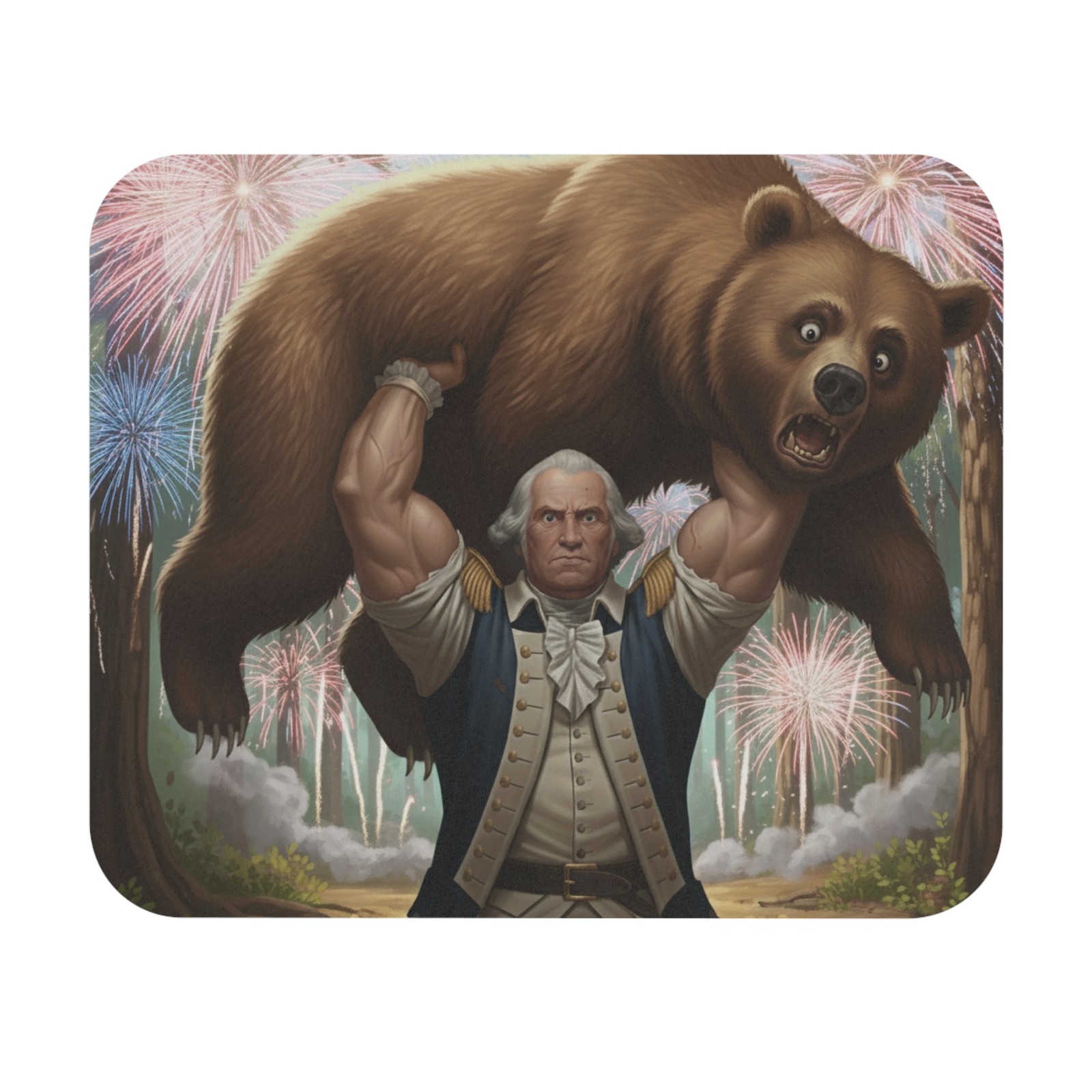 George Washington Humbles Bear Funny Patriotic Mouse Pad, Great Gift
